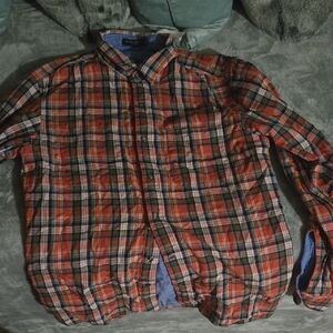 Red Plaid Button-Up Shirt